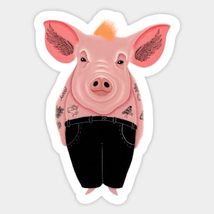 Cool Pig with Tattoo in Trousers Sticker